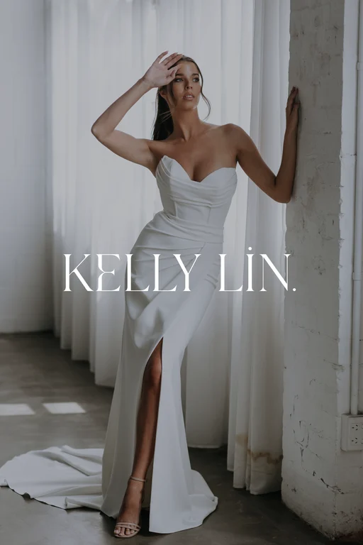 Strapless fitted wedding dress by Kelly Lin