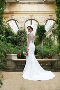 Emily lace beaded wedding dress flowers orangery back Natalya James Bridal