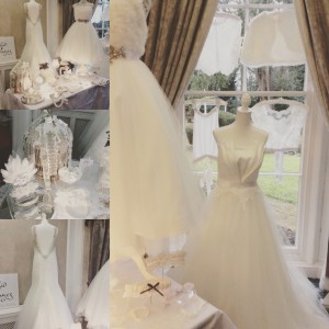 Wedding dresses and accessories on display at Sedgebrooke Hall Northamptonshire 